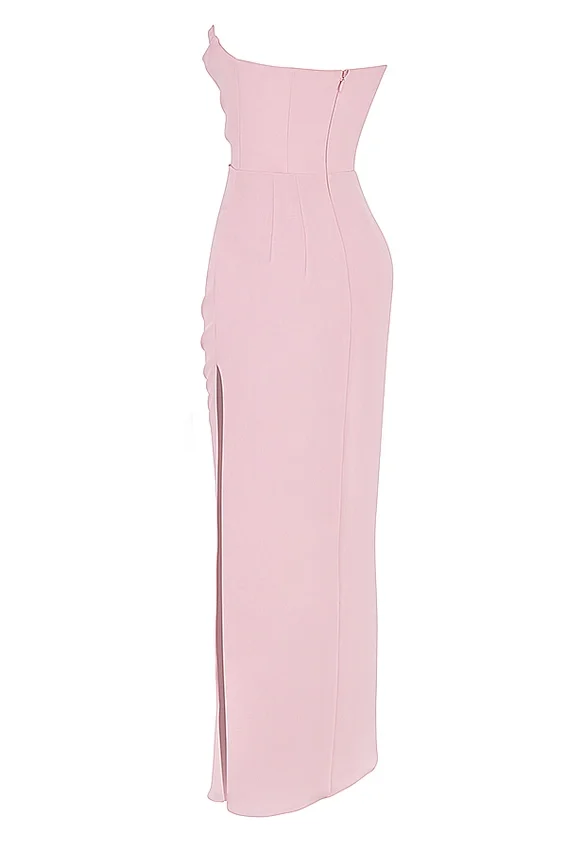 Adrienne Pink Quartz Georgette Strapless Gown Adrienne Pink Quartz Georgette Strapless Gown