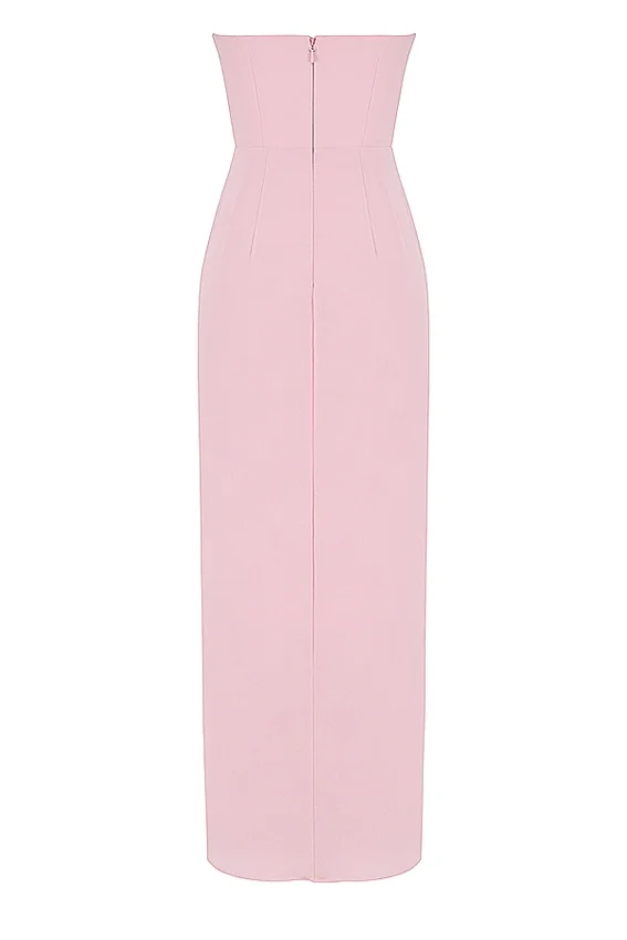 Adrienne Pink Quartz Georgette Strapless Gown Adrienne Pink Quartz Georgette Strapless Gown