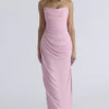 Adrienne Pink Quartz Georgette Strapless Gown Adrienne Pink Quartz Georgette Strapless Gown