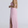Adrienne Pink Quartz Georgette Strapless Gown Adrienne Pink Quartz Georgette Strapless Gown