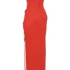 Adrienne Scarlet Satin Strapless Gown Adrienne Scarlet Satin Strapless Gown