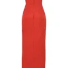 Adrienne Scarlet Satin Strapless Gown Adrienne Scarlet Satin Strapless Gown