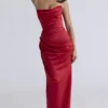 Adrienne Scarlet Satin Strapless Gown Adrienne Scarlet Satin Strapless Gown