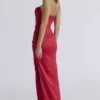 Adrienne Scarlet Satin Strapless Gown Adrienne Scarlet Satin Strapless Gown