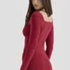 Agatha Red Fitted Long Sleeve Top