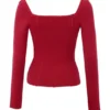Agatha Red Fitted Long Sleeve Top
