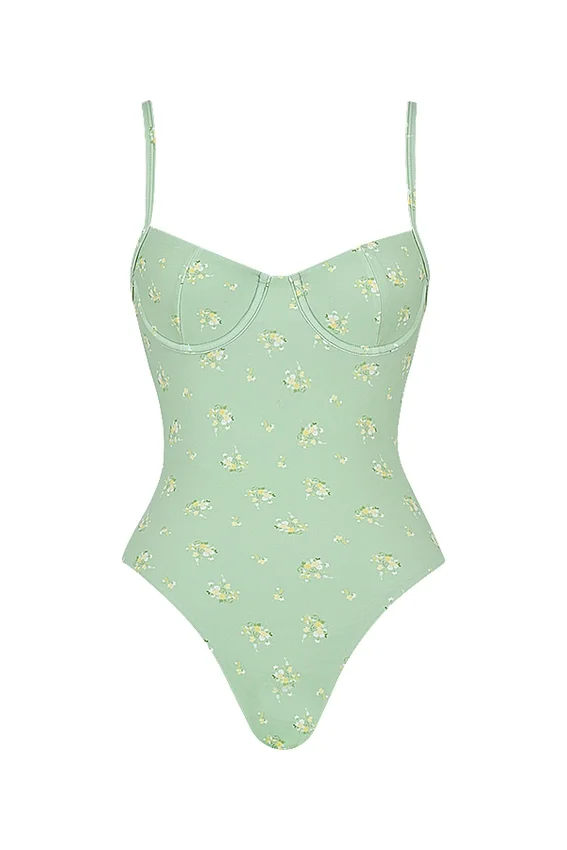 Aguilla Olive Floral Print Underwired Swimsuit Aguilla Olive Floral Print Underwired Swimsuit