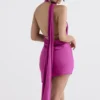 Aida Hot Pink Asymmetric Wrap Neck Dress Aida Hot Pink Asymmetric Wrap Neck Dress