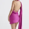 Aida Hot Pink Asymmetric Wrap Neck Dress Aida Hot Pink Asymmetric Wrap Neck Dress