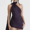 Aida Night Shade Asymmetric Wrap Neck Dress Aida Night Shade Asymmetric Wrap Neck Dress