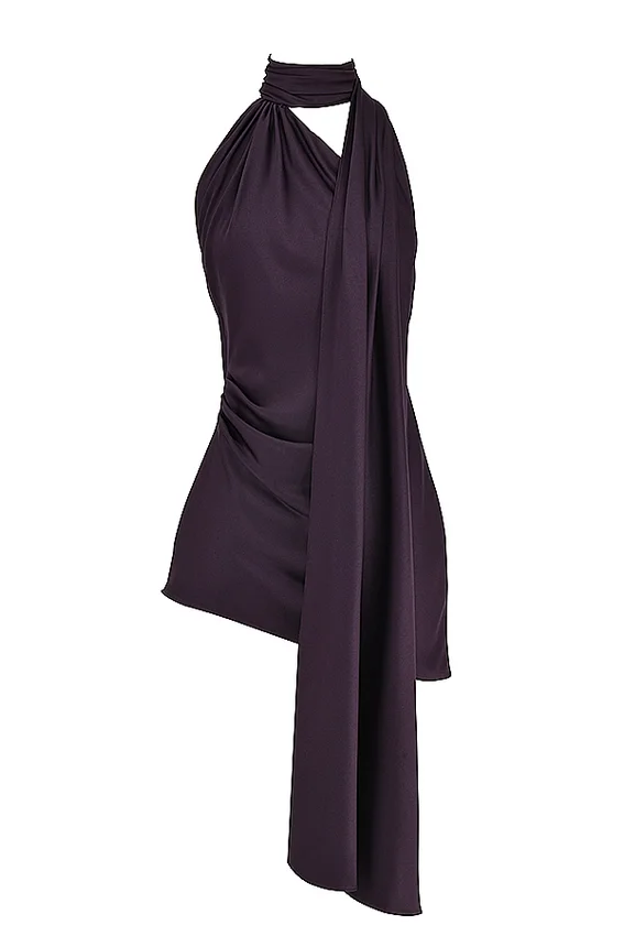 Aida Night Shade Asymmetric Wrap Neck Dress Aida Night Shade Asymmetric Wrap Neck Dress
