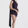 Aida Night Shade Asymmetric Wrap Neck Dress Aida Night Shade Asymmetric Wrap Neck Dress