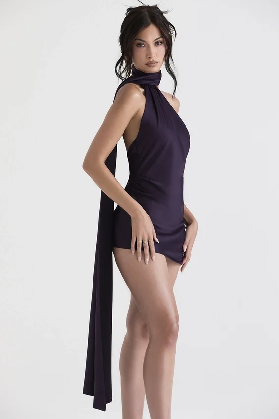 Aida Night Shade Asymmetric Wrap Neck Dress Aida Night Shade Asymmetric Wrap Neck Dress