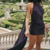 Aida Night Shade Asymmetric Wrap Neck Dress Aida Night Shade Asymmetric Wrap Neck Dress