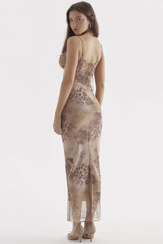 Aiza Cream Floral Print Maxi Dress Aiza Cream Floral Print Maxi Dress