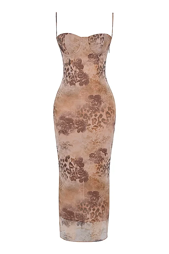 Aiza Cream Floral Print Maxi Dress Aiza Cream Floral Print Maxi Dress