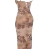 Aiza Cream Floral Print Maxi Dress Aiza Cream Floral Print Maxi Dress