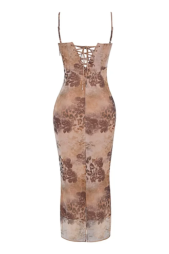 Aiza Cream Floral Print Maxi Dress Aiza Cream Floral Print Maxi Dress