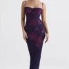 Aiza Grape Floral Print Maxi Dress