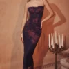 Aiza Grape Floral Print Maxi Dress