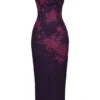 Aiza Grape Floral Print Maxi Dress