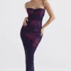 Aiza Grape Floral Print Maxi Dress