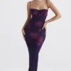 Aiza Grape Floral Print Maxi Dress