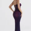 Aiza Grape Floral Print Maxi Dress
