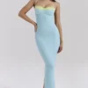 Aiza Ocean Blue Contrast Lace Maxi Dress Aiza Ocean Blue Contrast Lace Maxi Dress
