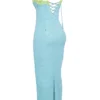 Aiza Ocean Blue Contrast Lace Maxi Dress Aiza Ocean Blue Contrast Lace Maxi Dress