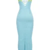 Aiza Ocean Blue Contrast Lace Maxi Dress Aiza Ocean Blue Contrast Lace Maxi Dress