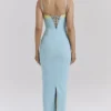 Aiza Ocean Blue Contrast Lace Maxi Dress Aiza Ocean Blue Contrast Lace Maxi Dress