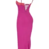 Aiza Raspberry Lace Trimmed Maxi Dress Aiza Raspberry Lace Trimmed Maxi Dress