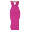 Aiza Raspberry Lace Trimmed Maxi Dress Aiza Raspberry Lace Trimmed Maxi Dress