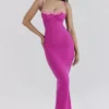 Aiza Raspberry Lace Trimmed Maxi Dress Aiza Raspberry Lace Trimmed Maxi Dress