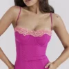 Aiza Raspberry Lace Trimmed Maxi Dress Aiza Raspberry Lace Trimmed Maxi Dress