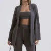 Alaia Charcoal Cashmere Blend Belted Cardigan