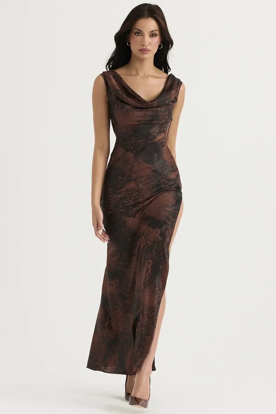 Alaina Antique Copper Bias Cut Maxi Dress Alaina Antique Copper Bias Cut Maxi Dress