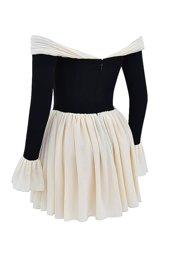 Alana Black & Cream Off Shoulder Dress Alana Black & Cream Off Shoulder Dress
