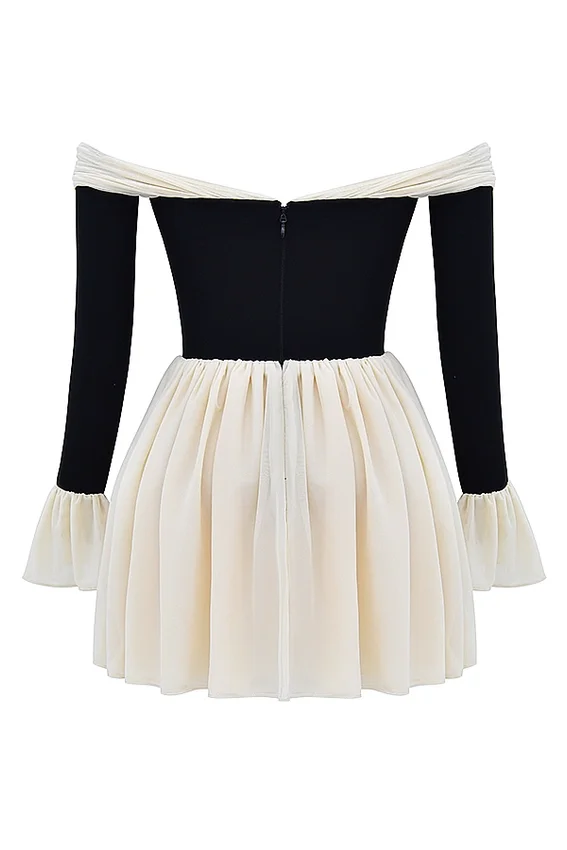 Alana Black & Cream Off Shoulder Dress Alana Black & Cream Off Shoulder Dress