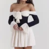 Alana Black & Cream Off Shoulder Dress Alana Black & Cream Off Shoulder Dress