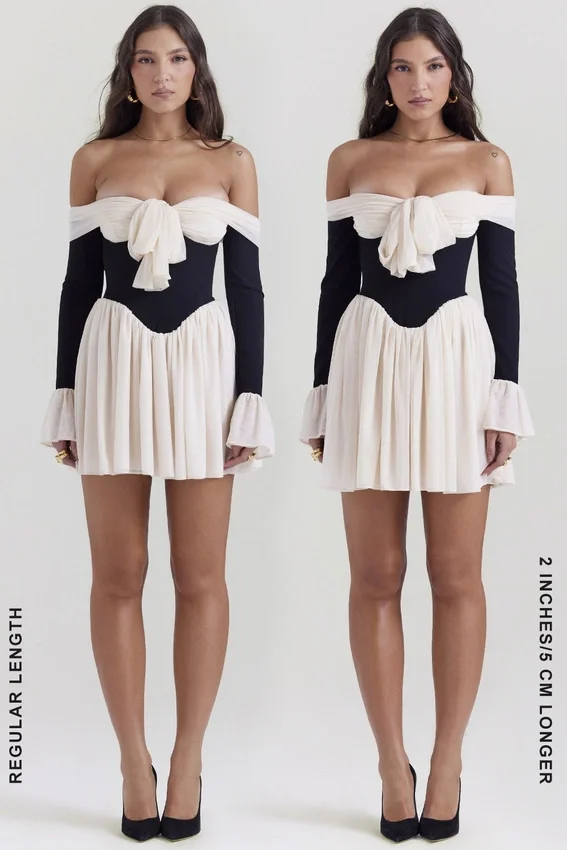 Alana Black & Cream Off Shoulder Dress Alana Black & Cream Off Shoulder Dress