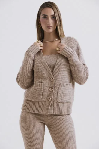 Alara Barley Chunky Natural Wool Cardigan
