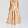 Alba Honeyflower Print Gathered Cotton Midi Dress Alba Honeyflower Print Gathered Cotton Midi Dress