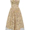 Alba Honeyflower Print Gathered Cotton Midi Dress Alba Honeyflower Print Gathered Cotton Midi Dress