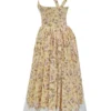 Alba Honeyflower Print Gathered Cotton Midi Dress Alba Honeyflower Print Gathered Cotton Midi Dress