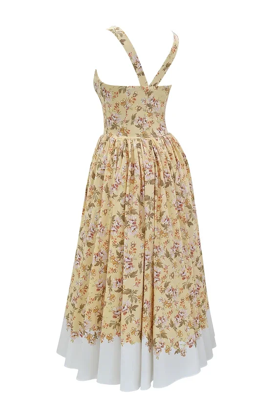 Alba Honeyflower Print Gathered Cotton Midi Dress Alba Honeyflower Print Gathered Cotton Midi Dress