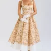 Alba Honeyflower Print Gathered Cotton Midi Dress Alba Honeyflower Print Gathered Cotton Midi Dress
