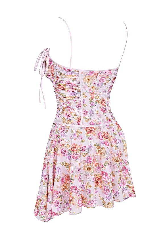 Alejandra Light Lavender Print Corset Dress Alejandra Light Lavender Print Corset Dress