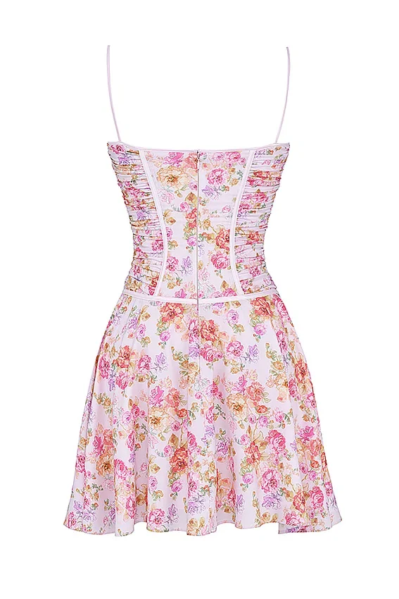 Alejandra Light Lavender Print Corset Dress Alejandra Light Lavender Print Corset Dress